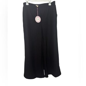 Umgee Black Rib Wide Leg Pants Size L NWT